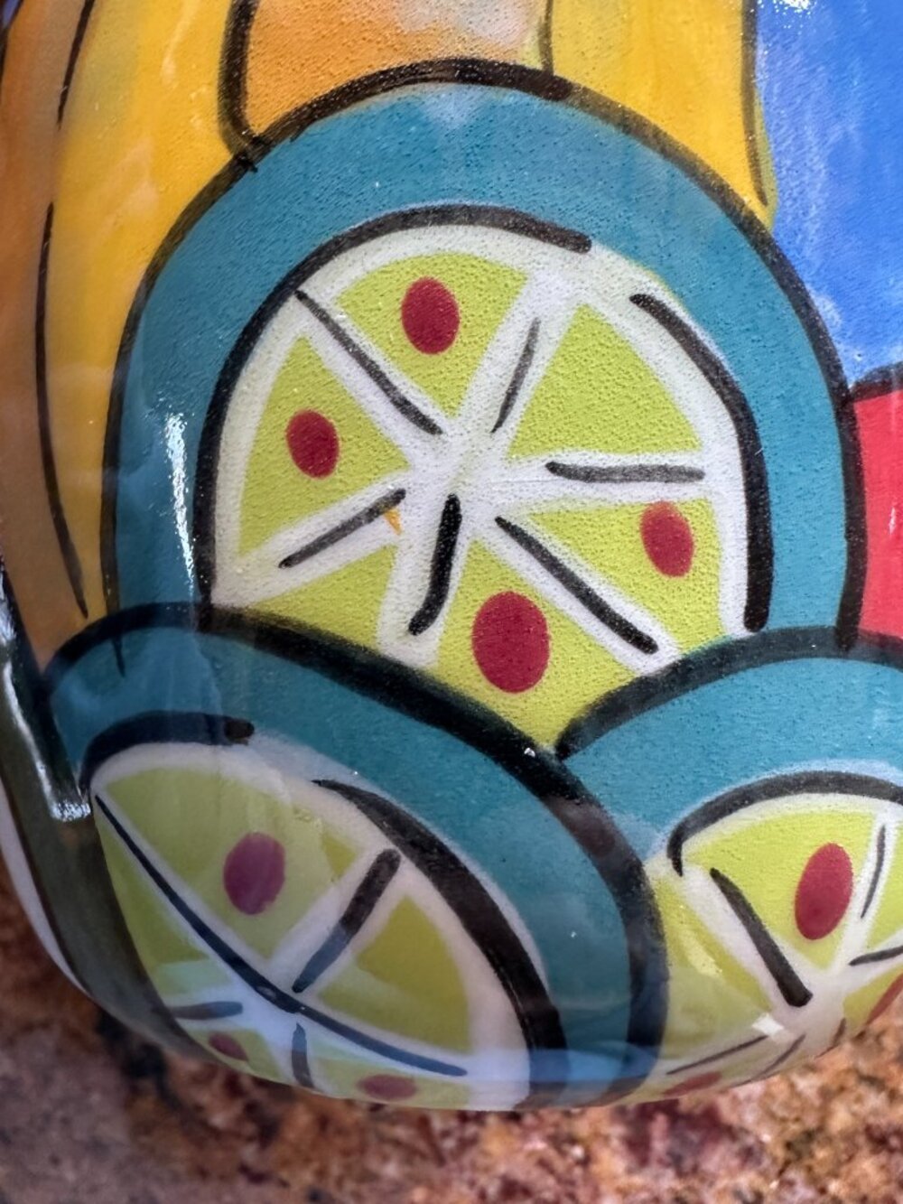 Colorful Tropical Fruit Hand-painted Art Pottery Vase Whimsical Artist Signed 6" - Picture 5 of 10